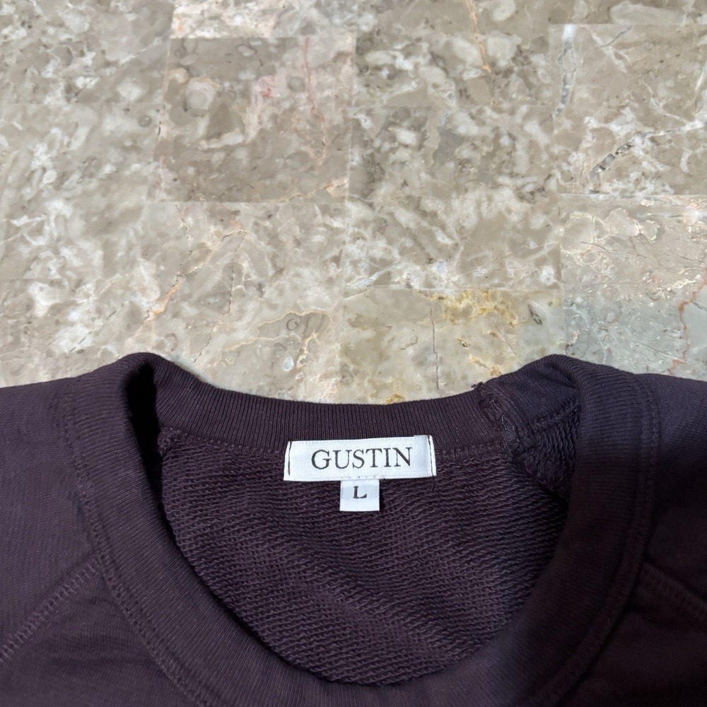 Gustin Sweatshirt Mens Large Red Burgundy Short Sleeve French Terry Single V - Picture 5 of 9